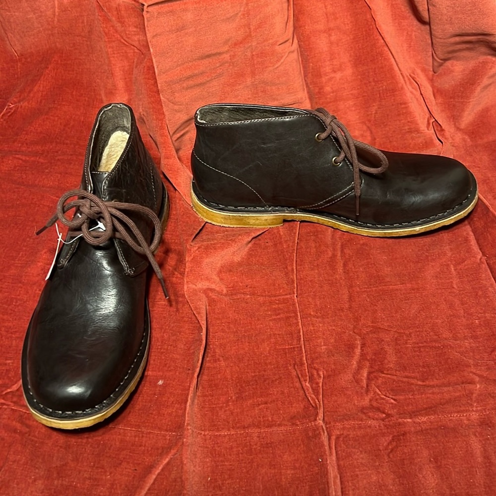 Men’s NEW UGG Black Leather Leighton Lace Up Twinsole Boots 8.5